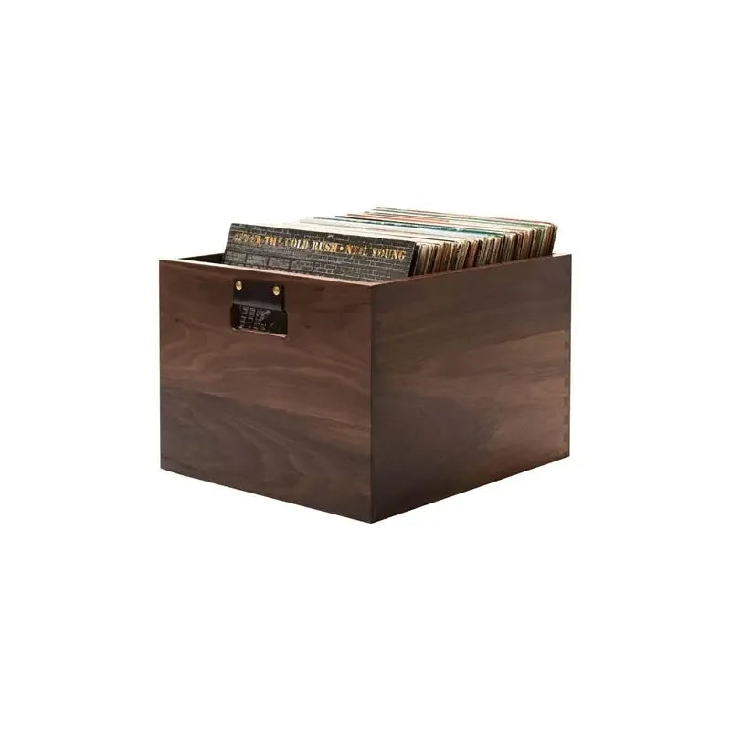 Walnut record storage crate